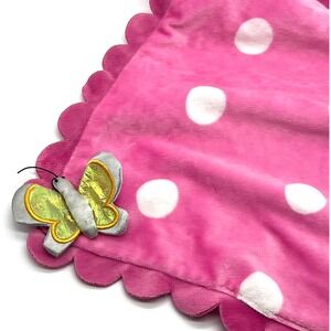 Disney Babies Pink Polka Dot Butterfly Hearts Blanket Lovey Minnie Mouse